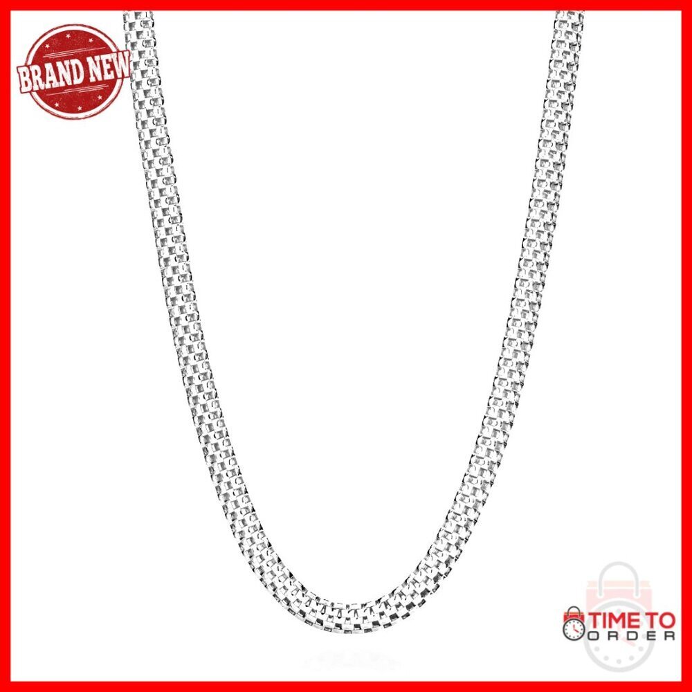 Sterling Silver 4mm Mesh Chain Necklace 18 Inch Italian Made